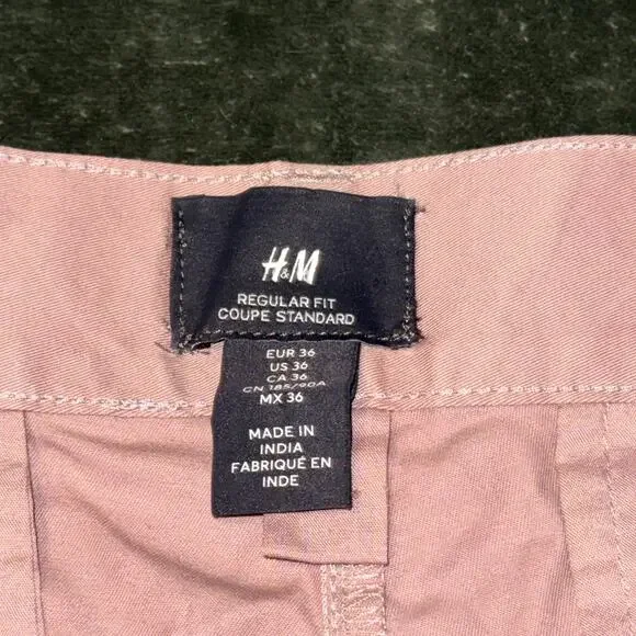 H&M Regular Fit Chino Shorts Men’s 36 Pink Cotton Pockets Summer Flat Front NWT - Picture 4 of 7
